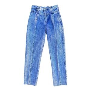 Street Worn 80s Vintage‎ Acid Wash Tapered Denim Jeans EUC 24W 23 Inseam